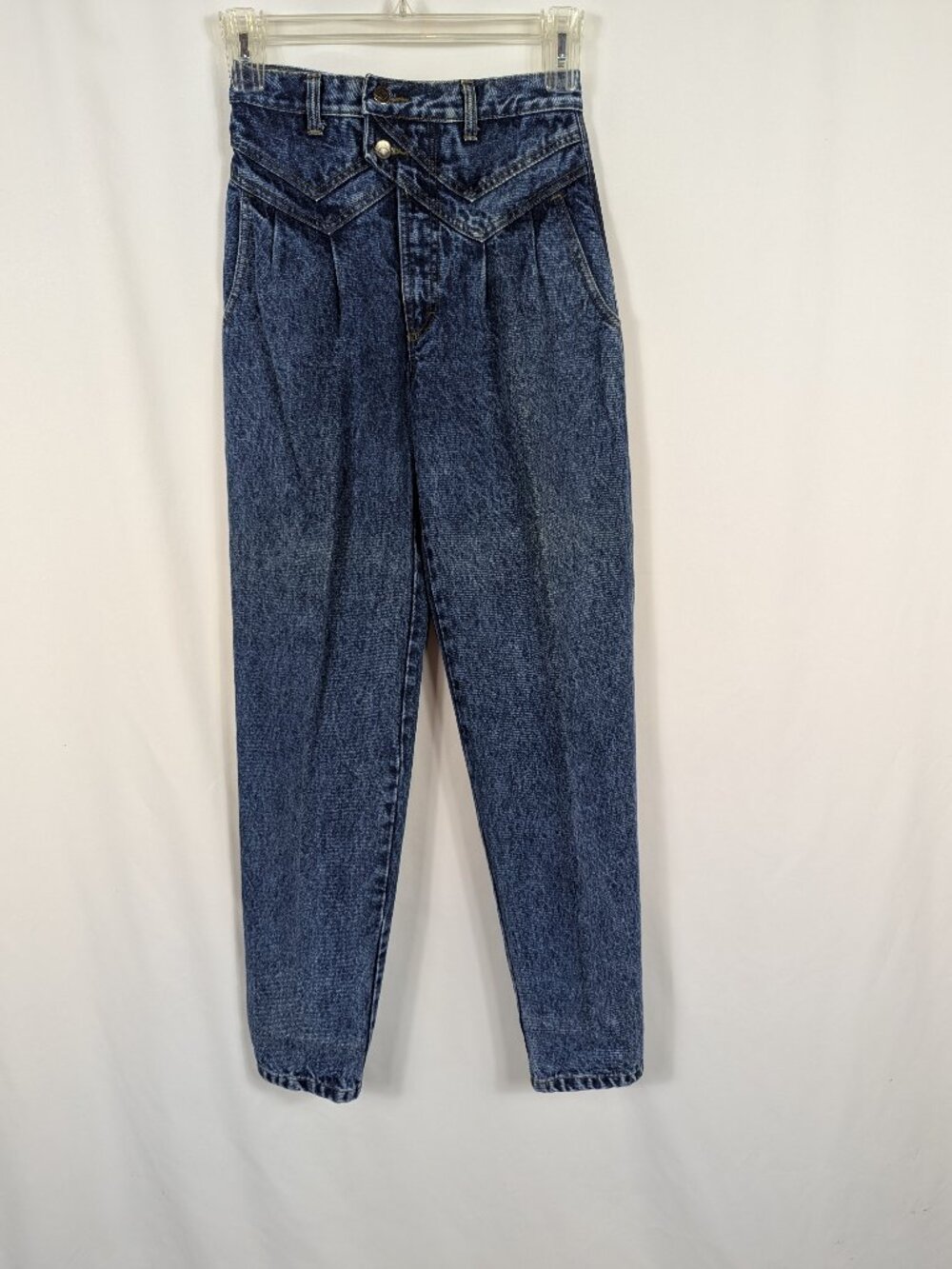Nuovo High Rise Mom Jeans Double Button Triangle Pattern Blue Vtg 80s Juniors 7